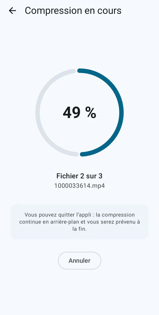 Compression en cours, fichier 2 sur 3, 49 %
