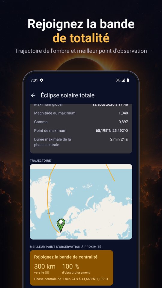 Carte de la bande de totalité