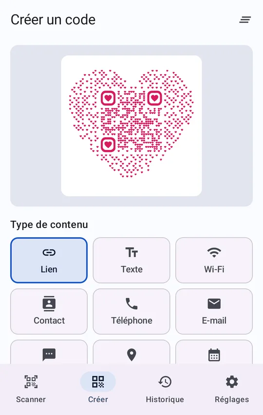 Création d’un QR code en cœur