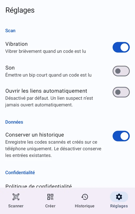 Réglages