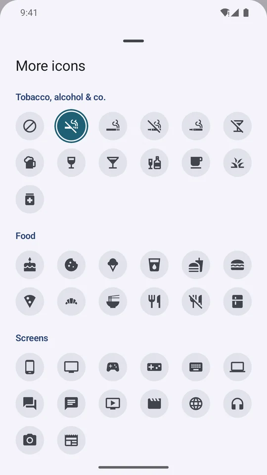 Choosing among 77 icons